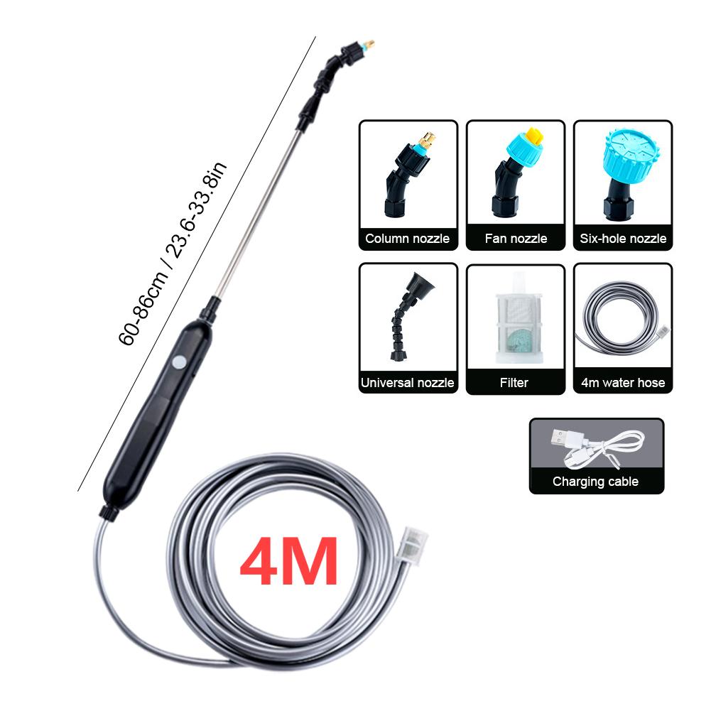 Portable Electric Sprayer atering Spray Irrigation Tool USB Rechargeable Telescopic Handle with 2/4 Nozzles for Plant Irrigation
