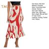 Skirt Fishtail Geometric Women Print Aline Skirt High Waist Large Hem Ribbed Office Lady Skirt Workwear