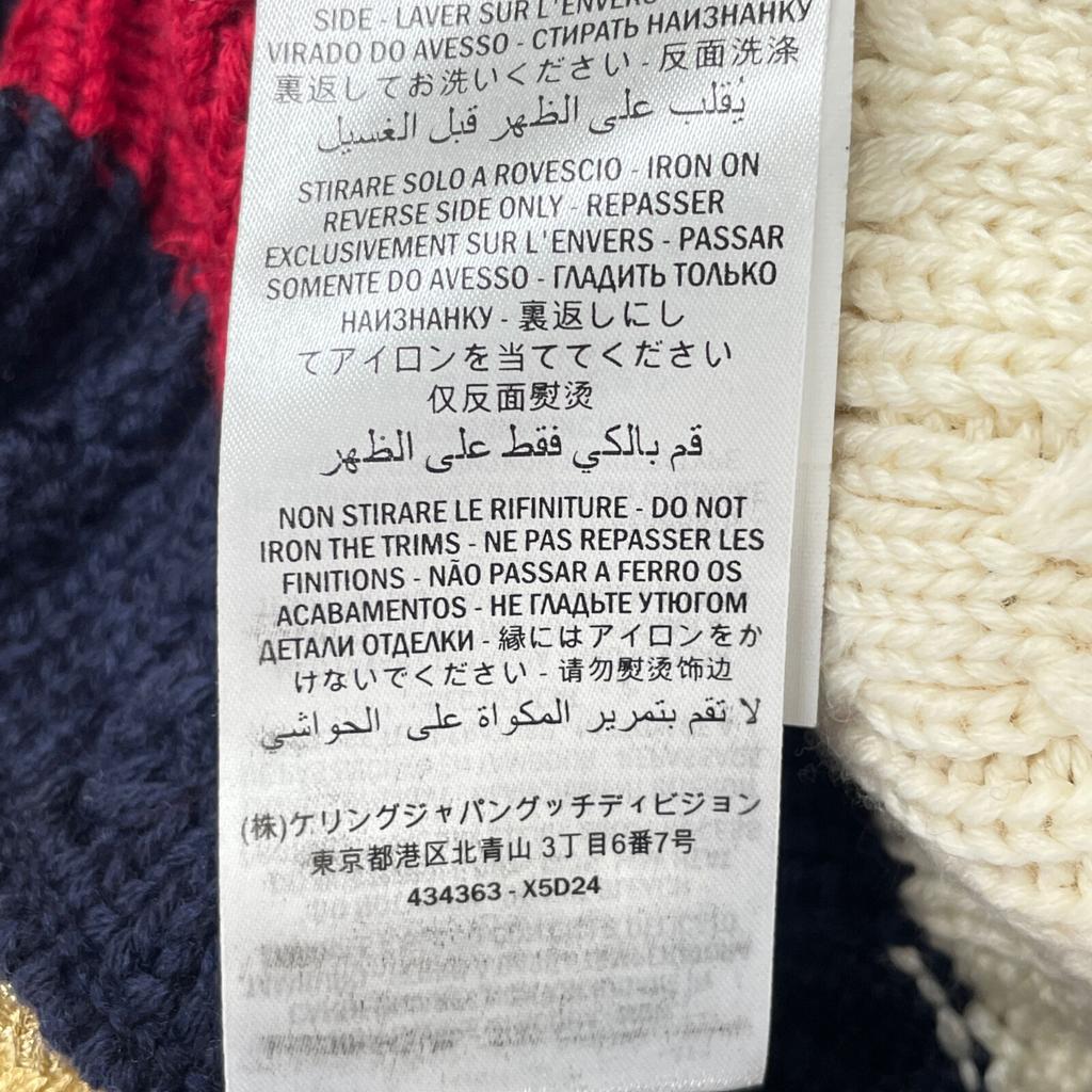 GUCCI 434363 X5D24 Multicolor Wool GG Pearl Button Stripe Knit Pullover tops M multicolorUsed