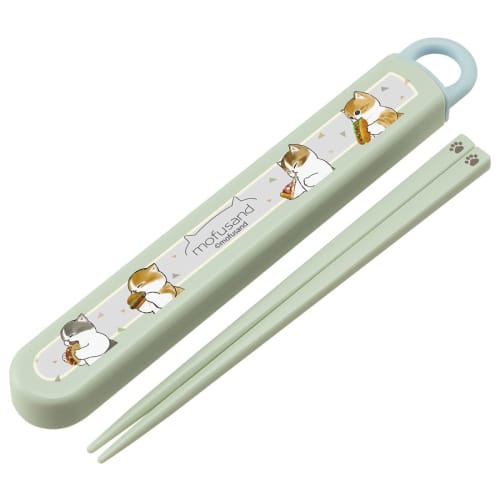 Skater mofusand Chopsticks and Chopstick Case Set, 16.5cm, for Children, Antibacterial, Made in Japan, ABS2AMAG-A