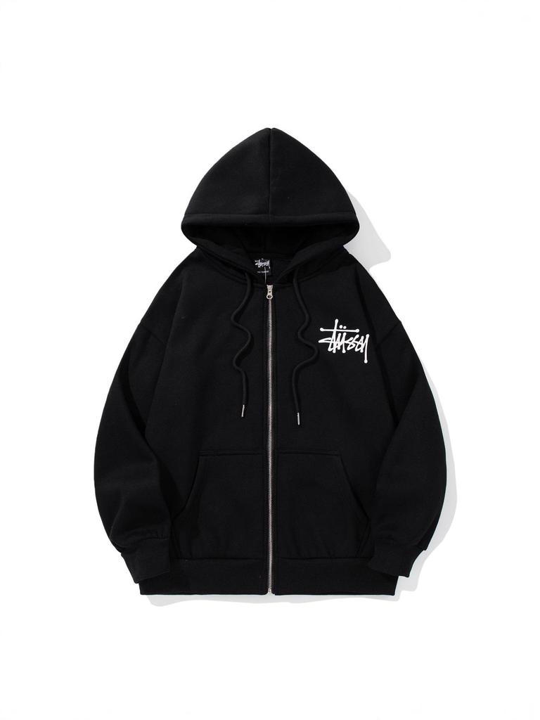 STU Plus Zamatová Unisex Bunda s Kapucňou na Zips - Teplé, Trendy Jesenné/Zimné Oblečenie pre Študentov.