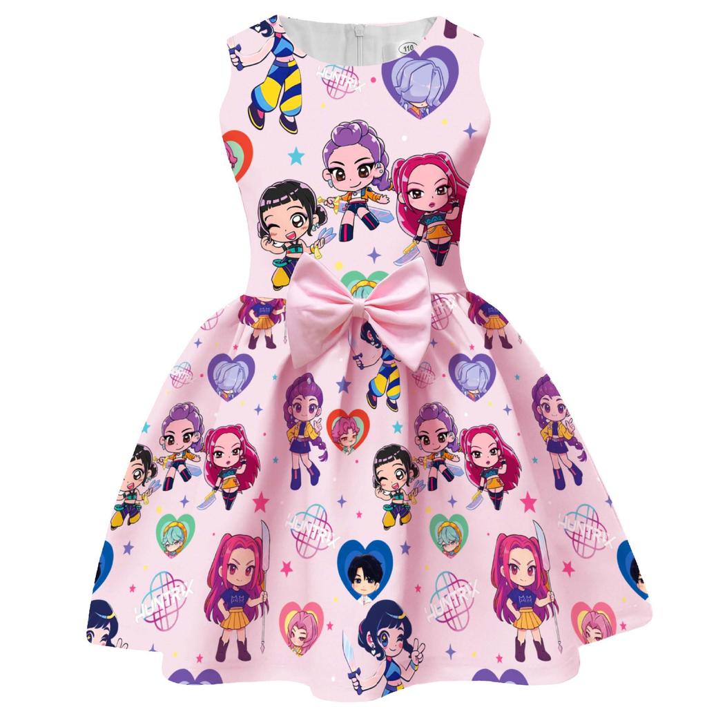 New Style Demon Hunter Girl Print Bowknot Children's Formal Dress