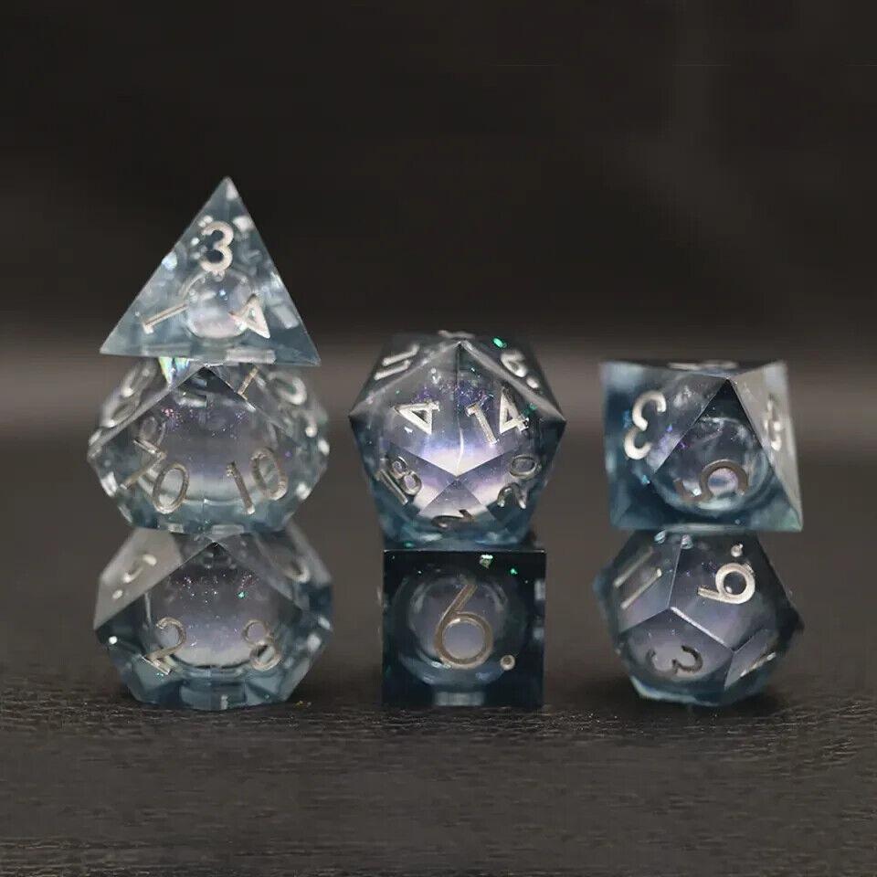 Gray & Black Liquid Core Dice Set for D&D Pathfinder RPG