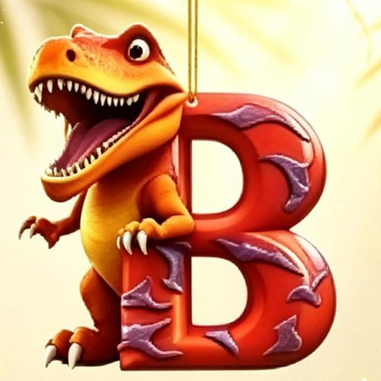 Creative Christmas Stocking Stuffers 26 Letters Cartoon Dinosaur Advent Calendar, 2D Acrylic Dino Figures Countdown Calendar with Pendants Ornaments,