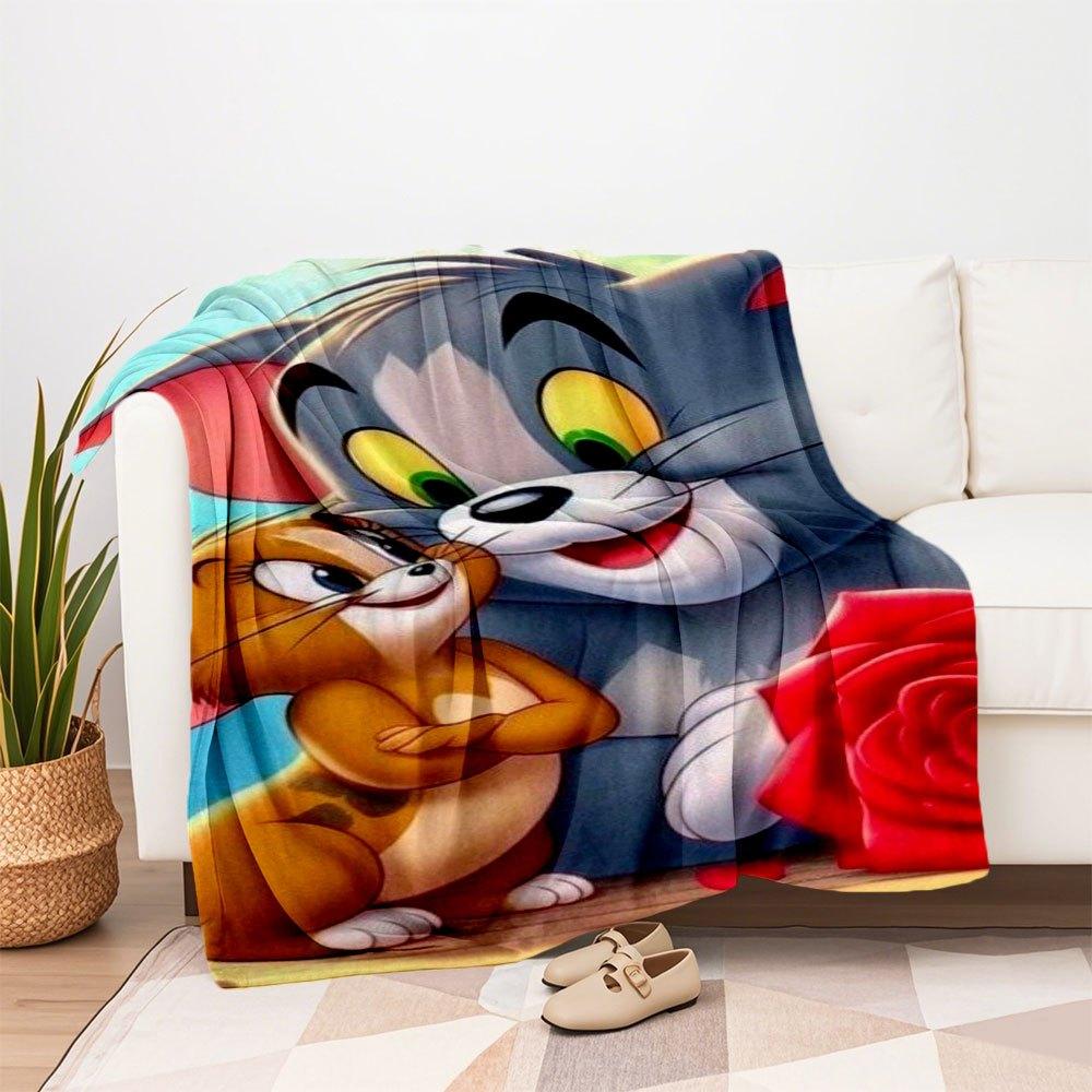 """Sfondo per telefono di San Valentino di Tom & Jerry"Coperta Plaid in Flanella per Divano, Letto, Viaggio, Campeggio, Ufficio"""