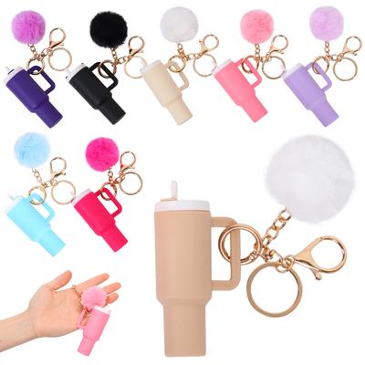 8/12Pcs Mini Cup Keychain Cute Tumbler Keychain Lip Balm Holder Backpack Key Chain Charm Plastic Mini Tumbler Keychain for Women