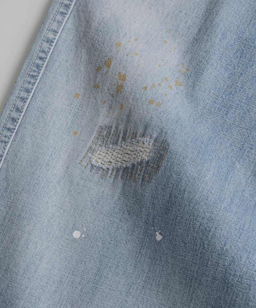 Bihebieo Distressed M35 Trousers Indigo Bleached