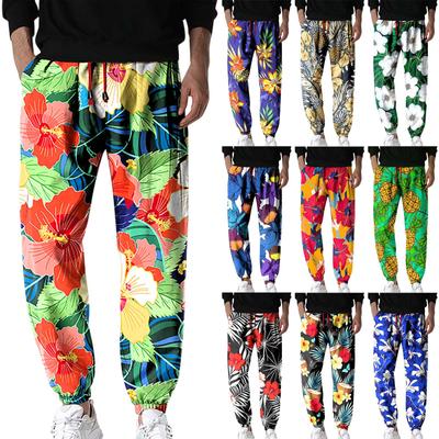 Pantalones casuales con estampado floral Pantalones sueltos Pantalones de flores para hombres