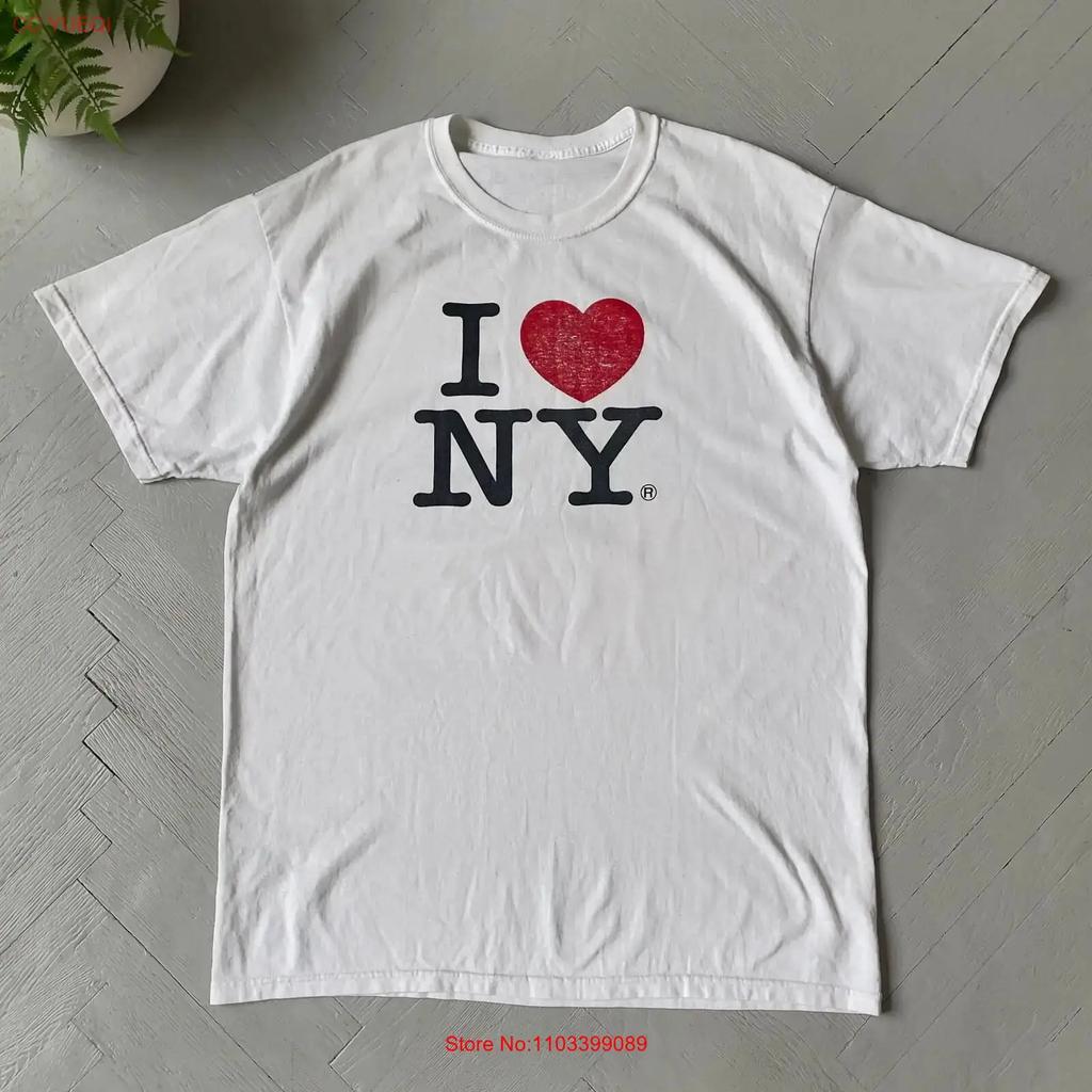 Maglietta a maniche corte con stampa I Love Ny Vintage Girocollo Bianca Taglia L Abbigliamento Vintage Designer Comoda