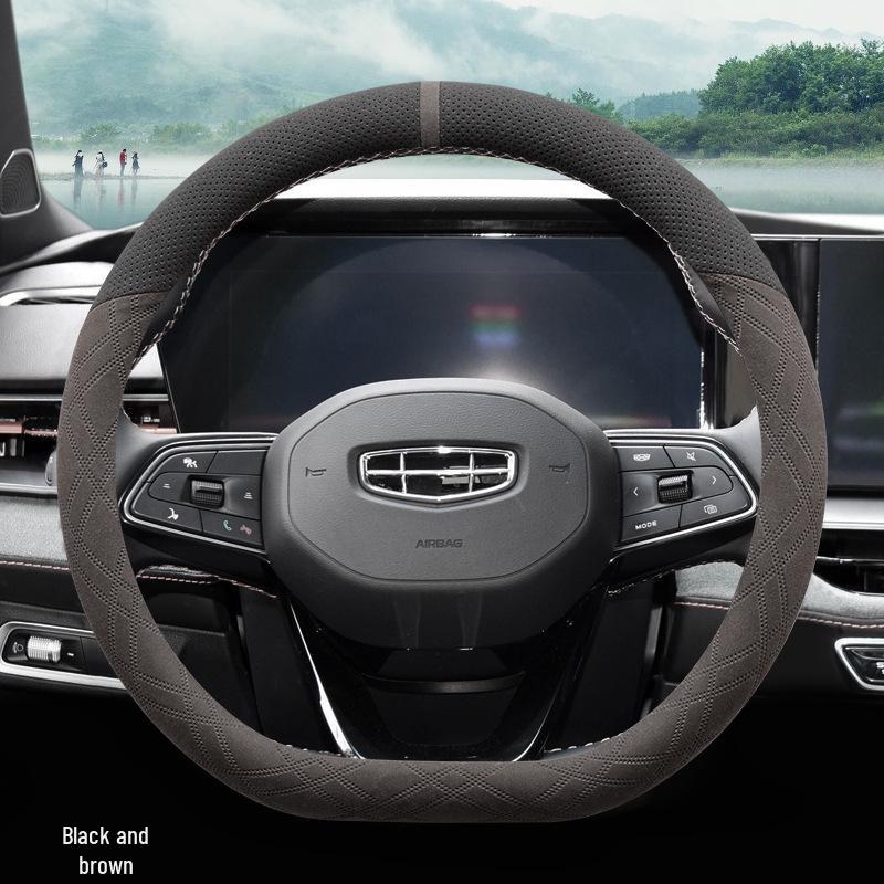 Geely Binyue Cool Suede Steering Wheel Cover - Non-slip, Wear-resistant, Winter Grip, Fits 24 Models