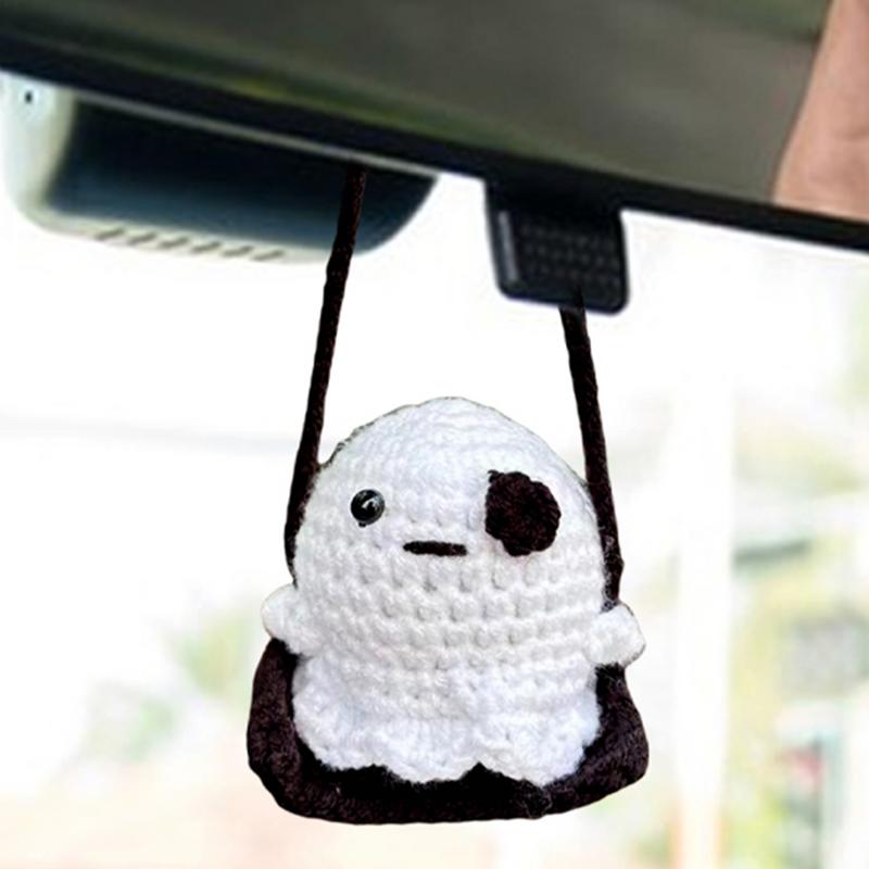 Halloween Car Ornament Swinging Ghost Car Hangings Ornament Car Interior Decoration Rear View Mirrow Hangable Accessories For
