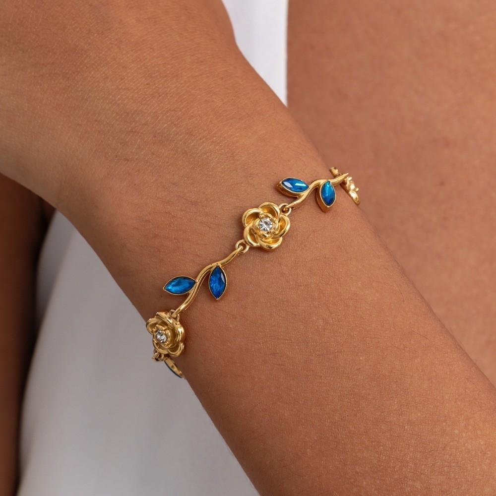 18K Gold Plated Stainless Steel Rose Bracelet Stackable Wrist Jewelry Stackable Layering Look
