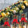 Red Bow Christmas Wreath Pine Cone Artificial Rattan Staircase Arrangement PE Leaf Simulation Plant Rattan Decoration