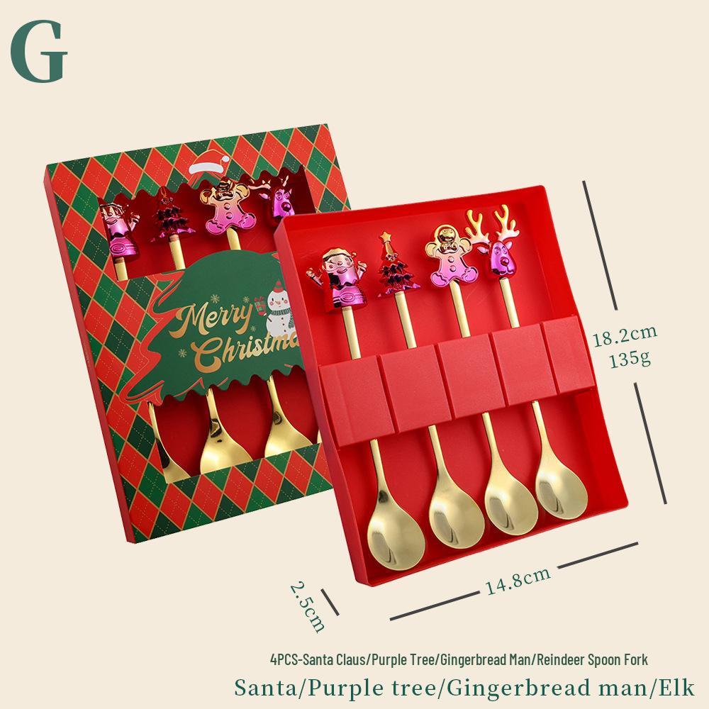 Cartoon Christmas Stainless Steel Cutlery Set: Colorful Spoon & Fork