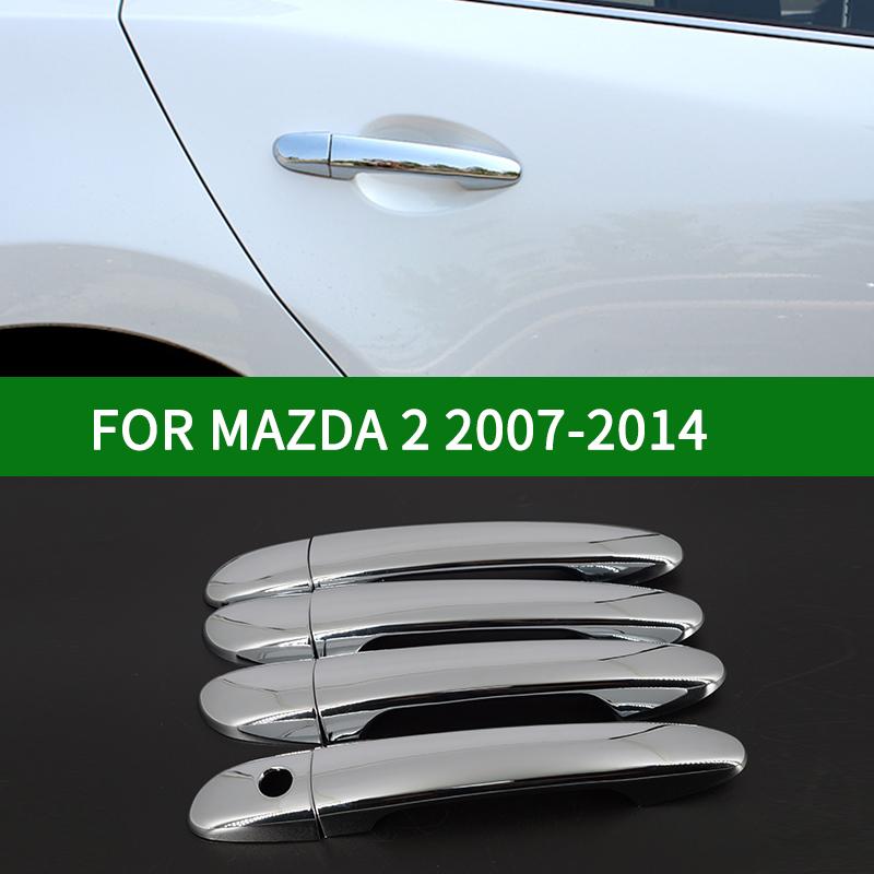 For 2007-2014 Mazda Demio 2  Third generation glossy chrome silver Side car Door Handle Covers Trims 2008 2009 2010 2012 2013