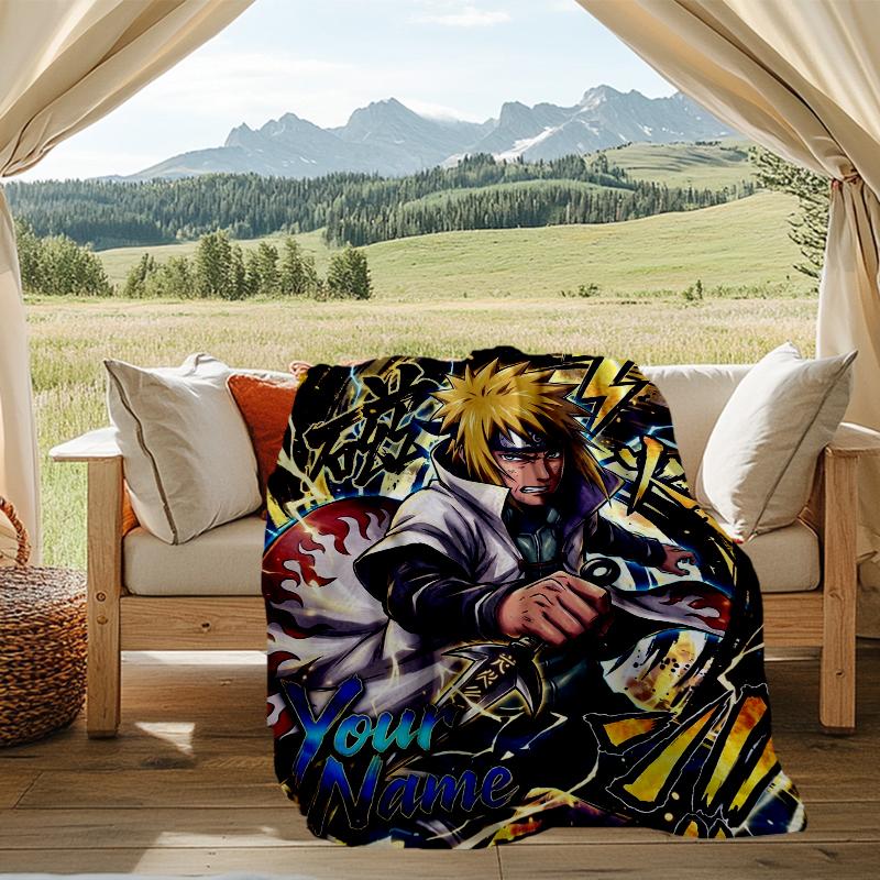 Custom Name Naruto lightning action. Flannel Fleece Blanket Cozy Warm Throw Blanket For Couch Bed Travel All Season Use