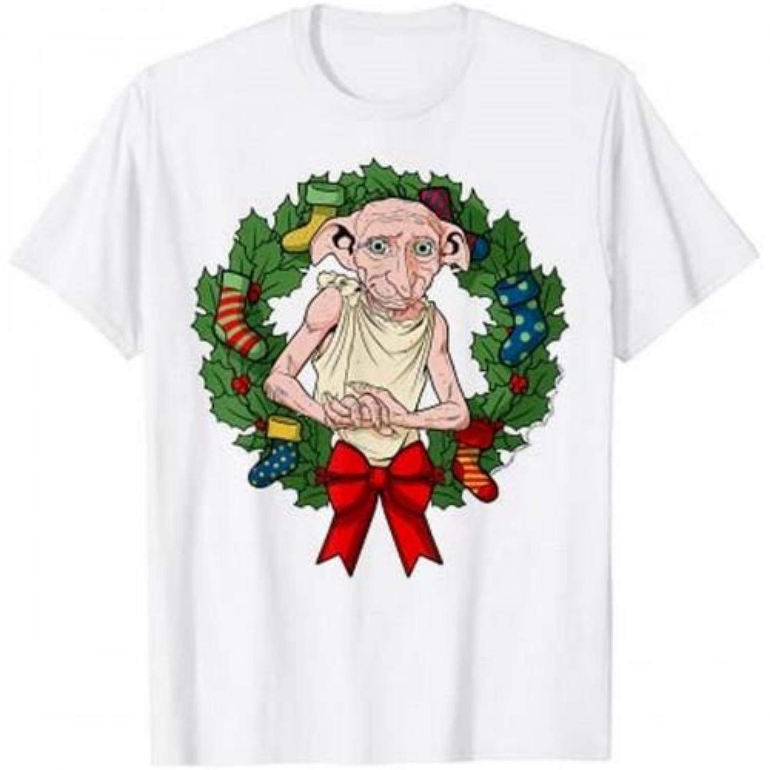 HARRY POTTER Mens Wreath Cotton Christmas T-Shirt S