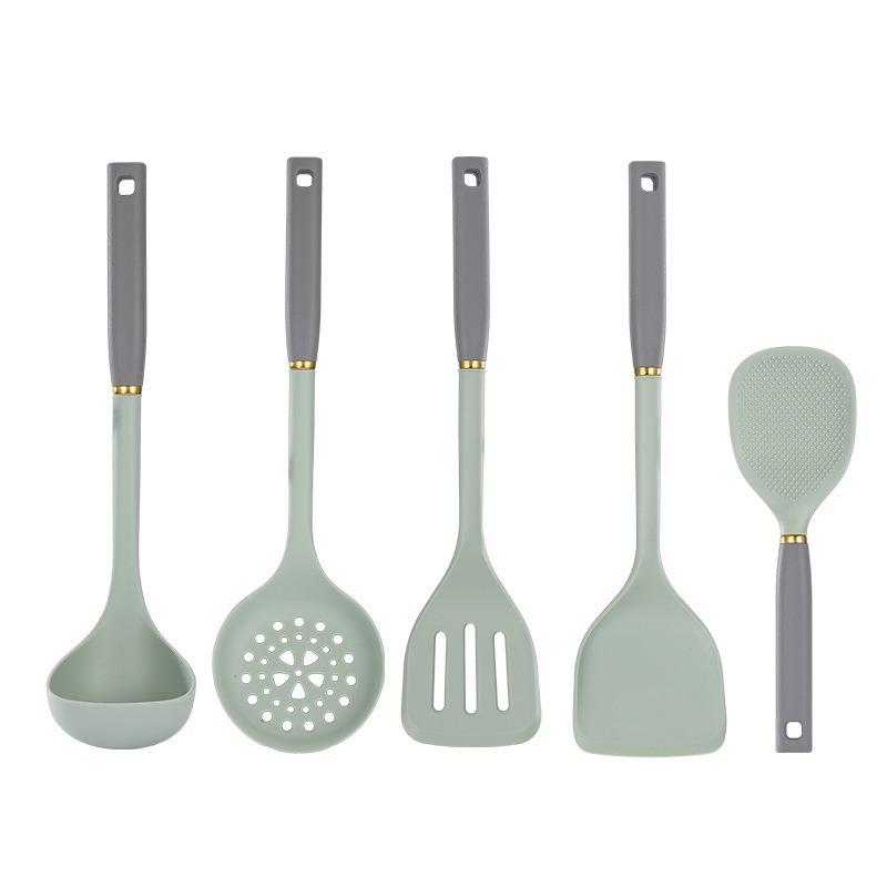 Silicone Handle Kitchen Utensils Two-color Silicone Kitchen Utensils 5-piece Set Silicone Shovel Spoon Rice Spoon Colander