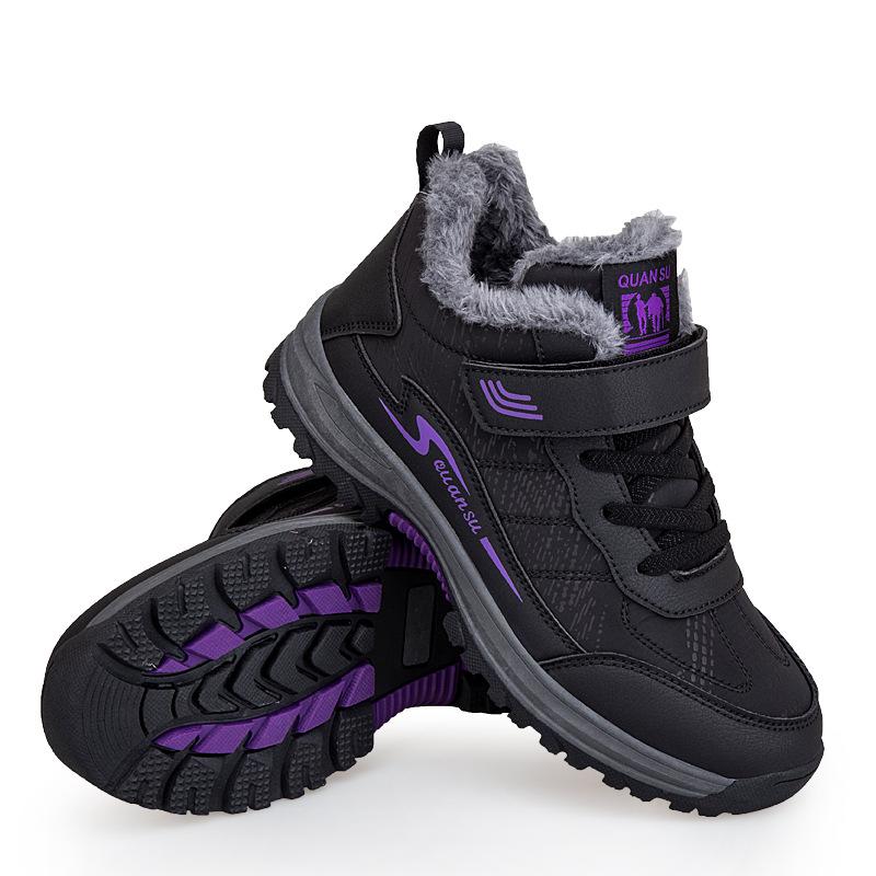 Outdoor Cotton Shoes Winter Piled Thickened Warm Non-slip Elderly Shoes Casual High-top Walking Shoes Anti-splashing Mother Shoes
