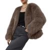 Women's Fashionable Warm Long Sleeve Solid-Color Furry Coat