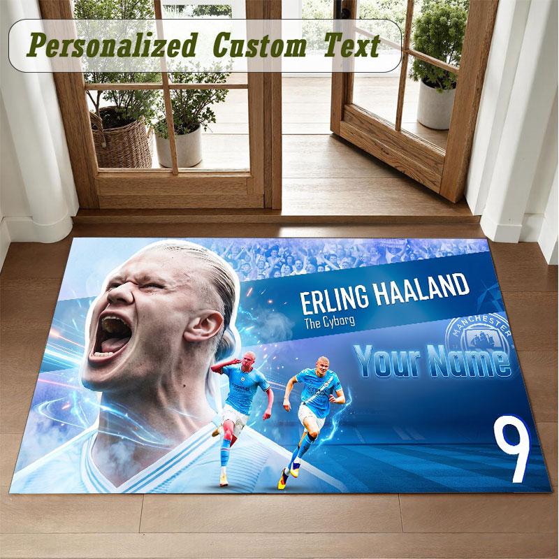 Crystal Velvet Square Rug Custom NameErling Haaland Pattern Non Slip Home Floor Decor Rug