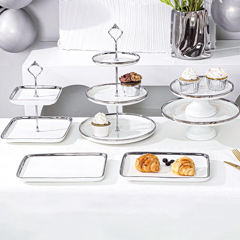 Elegant Ceramic Dessert & Snack Display Stand Set