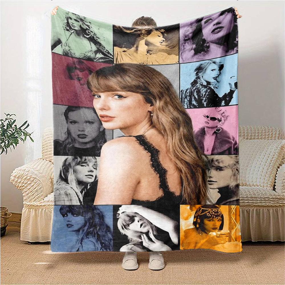 Taylor Swift Pop Art Collage Deken Zachte Plaid voor Huis Slaapkamer Bed Bank Reizen Kantoor Effen Kerstdeken