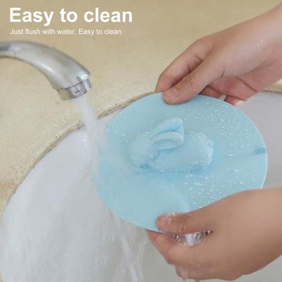 Bathtub Drain Stopper Silicone Floor Cover Strong with Rabbit Handle Drain Suction Anti-leak Anti-odor