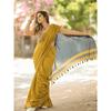 Saree exclusivist din bumbac și in cu imprimeu digital de designer – Ediție Premium cu Pallu bogat
