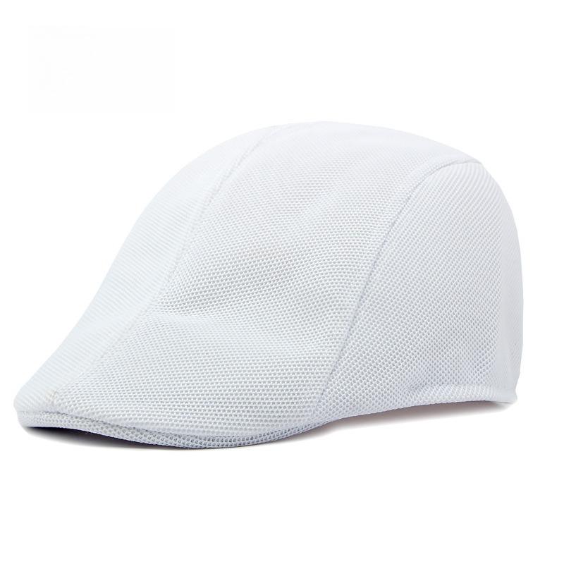 Men Breathable Mesh Flat Cap Summer Sunshade Ivy Cap Lightweight Duckbill Hat Retro Plain Forward Cap for Middle-Aged