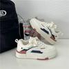 Little White Shoes Women's 2025 Spring New Platform Shoes Women's Leather Lace-up Casual Sports Round Head Board Shoes Women's