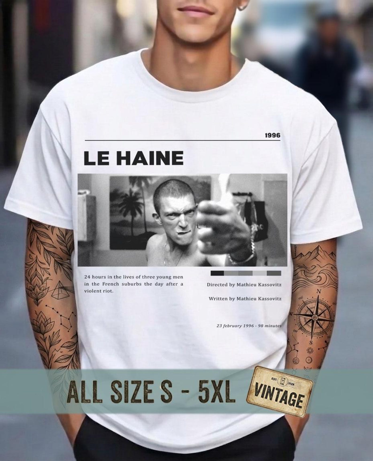La Haine T-Shirt | Vintage Cult Film Tee | French Cinema Streetwear | 90s Movie Shirt | Unisex Graphic Tee XL