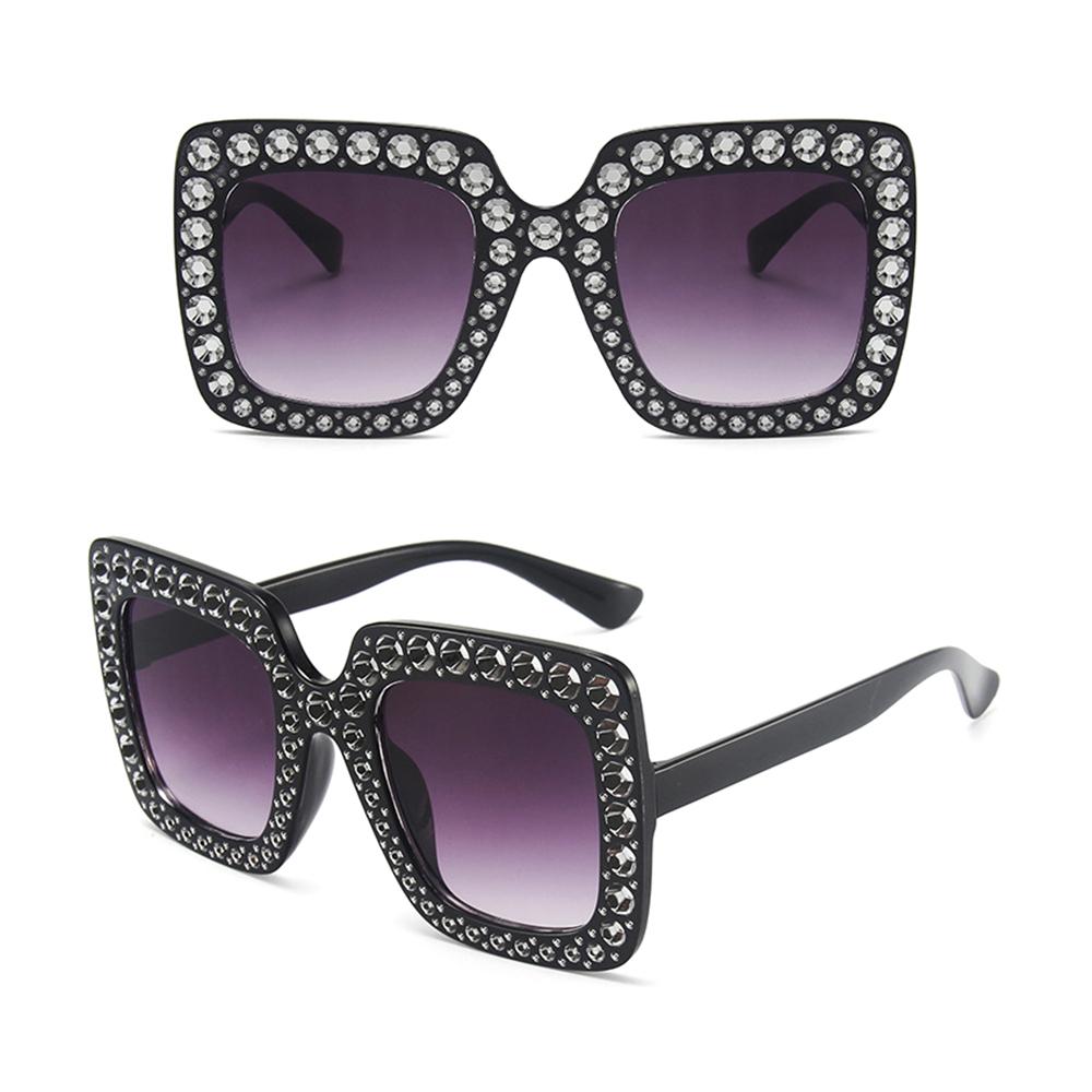 Retro V400 Crystal Oversized Sunglasses Eyewear Sun Glasses Square Sunglasses