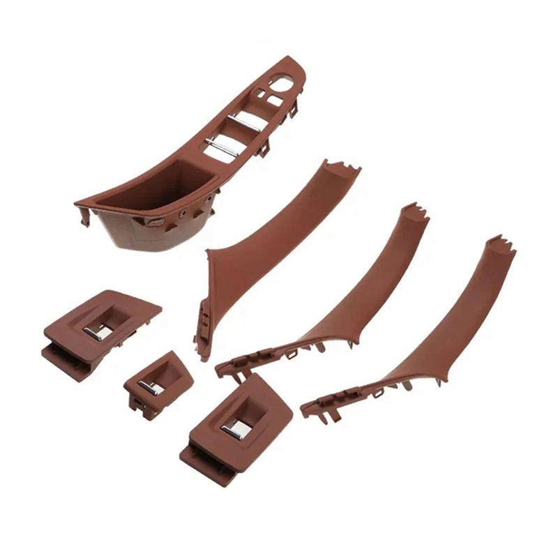 A30F-Car Inner Door Panel Handle Pull Trim Set For BMW F10 535I 550I 528I Inner Armrest Handle 51417261929 51417225873 RedBrown