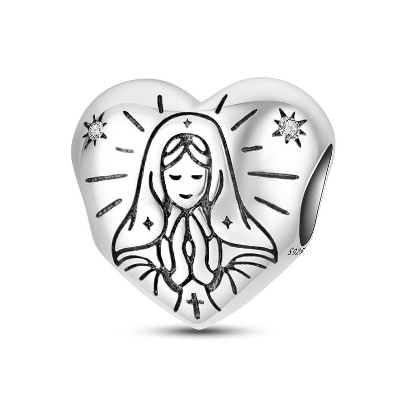 925 Silver Nossa Senhora Aparecida Dangle Cross Charms Pendants Fit Qikaola Bracelets DIY Jewelry For Women