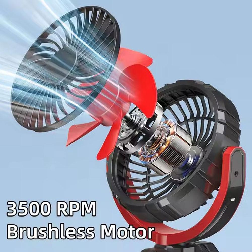 Hipacool Car Cooling Clamp Fan 2000mAh USB Rechargeable Fan Burshless Cooler 900° Rotatable Portable Cooling Tool Car Electronic