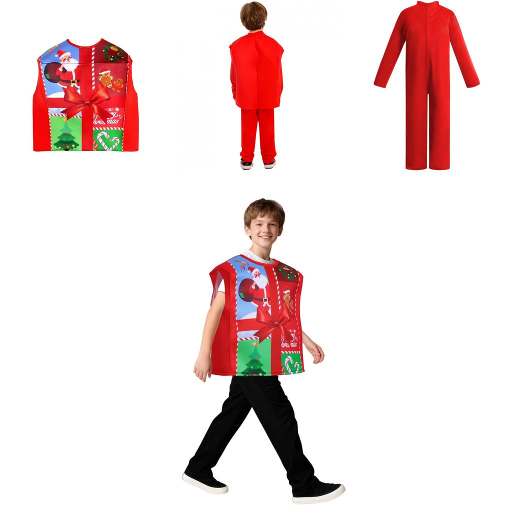 Christmas Gift Box Costume For Kids With Sponge Material For Holiday Stage Performances