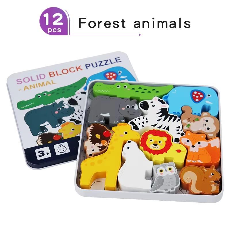 Montessori Wooden Puzzle Toys for Children 3D Vehicle Animal Wood Jigsaw Puzzle Game Baby Learning Educational Toy Kids Gift