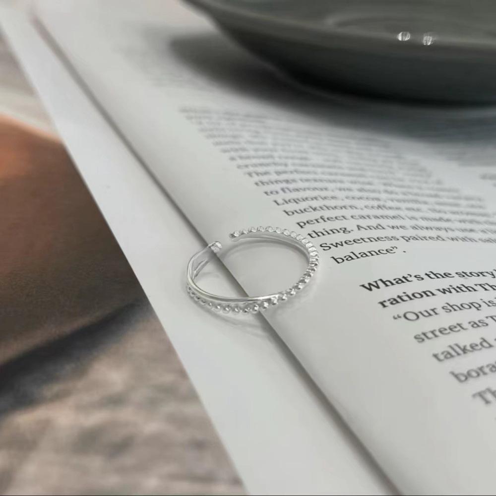 925 Sterling Silver Retro Brushed Open Finger Ring - Women's High-End Niche Light Luxury, Trendy and Non-Fading.