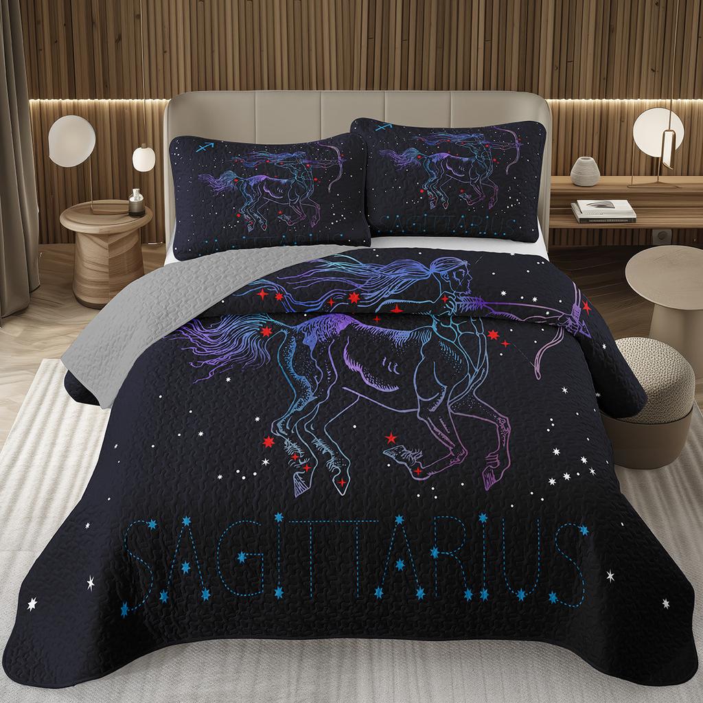 12 Constellation Astrology Bedspreads Zodiac Coverlet Boho Exotic Twin King Bedding Set Reversible Grey Quilted Bedspread Cover
