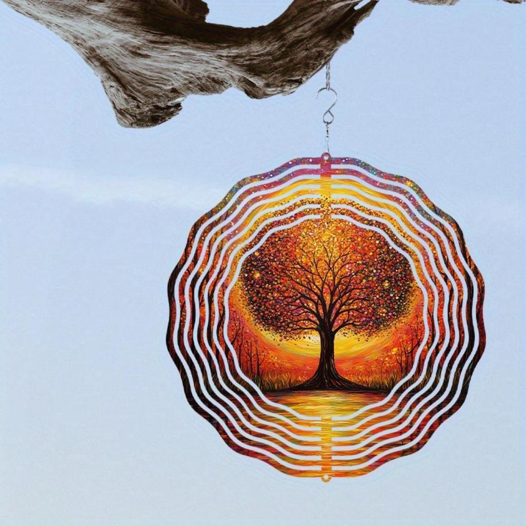 Metal Wind Chime Tree of Life Design Outdoor Garden Decor No Batteries Needed for Patio Yard Lawn