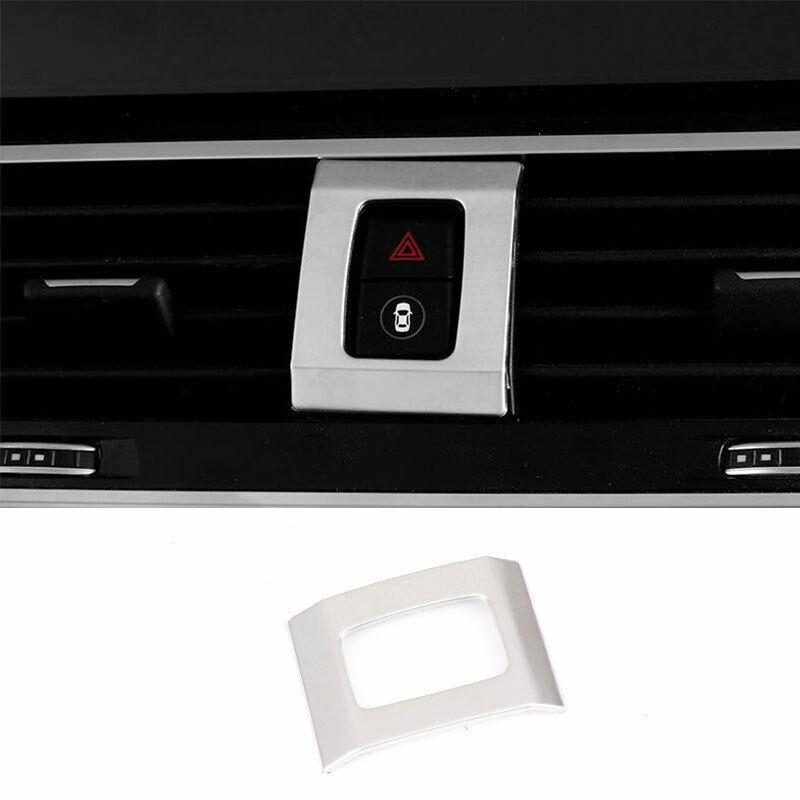 Silver Steel Console Emergency Light Switch Cover Decor For BMW X3 X4 2018-