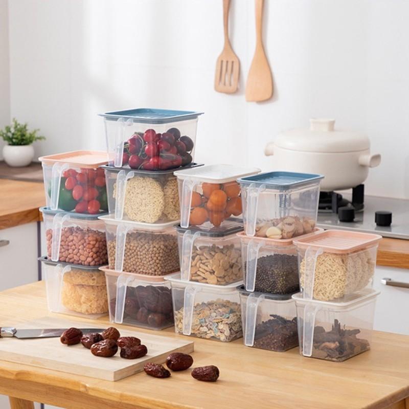 1ks Organizér do lednice, úložný box na potraviny s rukojetí, plastový organizér do mrazáku, zásuvka, plastová úložná krabička na vejce