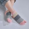 3Pairs Stripe Toe Short Calf Socks Sweat Absorption Toe Separator Socks Two Toe Tube Socks  Daily