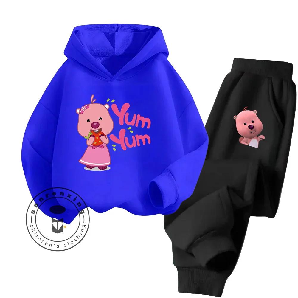 2025 Loppy Cartoon Einfarbiges Hoodie-Set A Hip-Hop-Stil Reines Baumwoll-Kostengünstiges Hoodie-Set Geliebt von Kindern im Alter von 3-14 Jahren