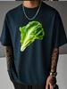 Unisex Summer White Short Sleeve Tee Realistic Green Chinese Cabbage Vegetable Graphic Print Crew Neck Loose Casual Male Daily Tops