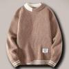 Men's Autumn/Winter Contrast Color Mock Neck Sweater: Trendy, Simple, and Handsome Knit Pullover