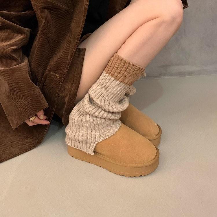 

Вязаные гольфы для наслаивания, зимние ботинки, носки, женские осенне-зимние гетры, термоноски, носки, однотонные шерстяные гольфы для наслаивания 36