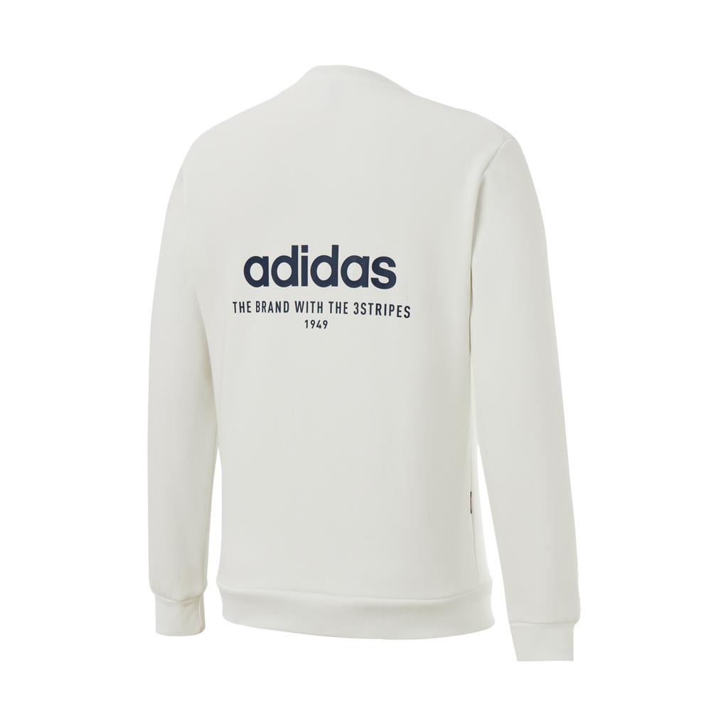 Adidas Fleece Warm Crew Neck Pullover Long Sleeve Sweatshirt Men sweatshirt White JX9400