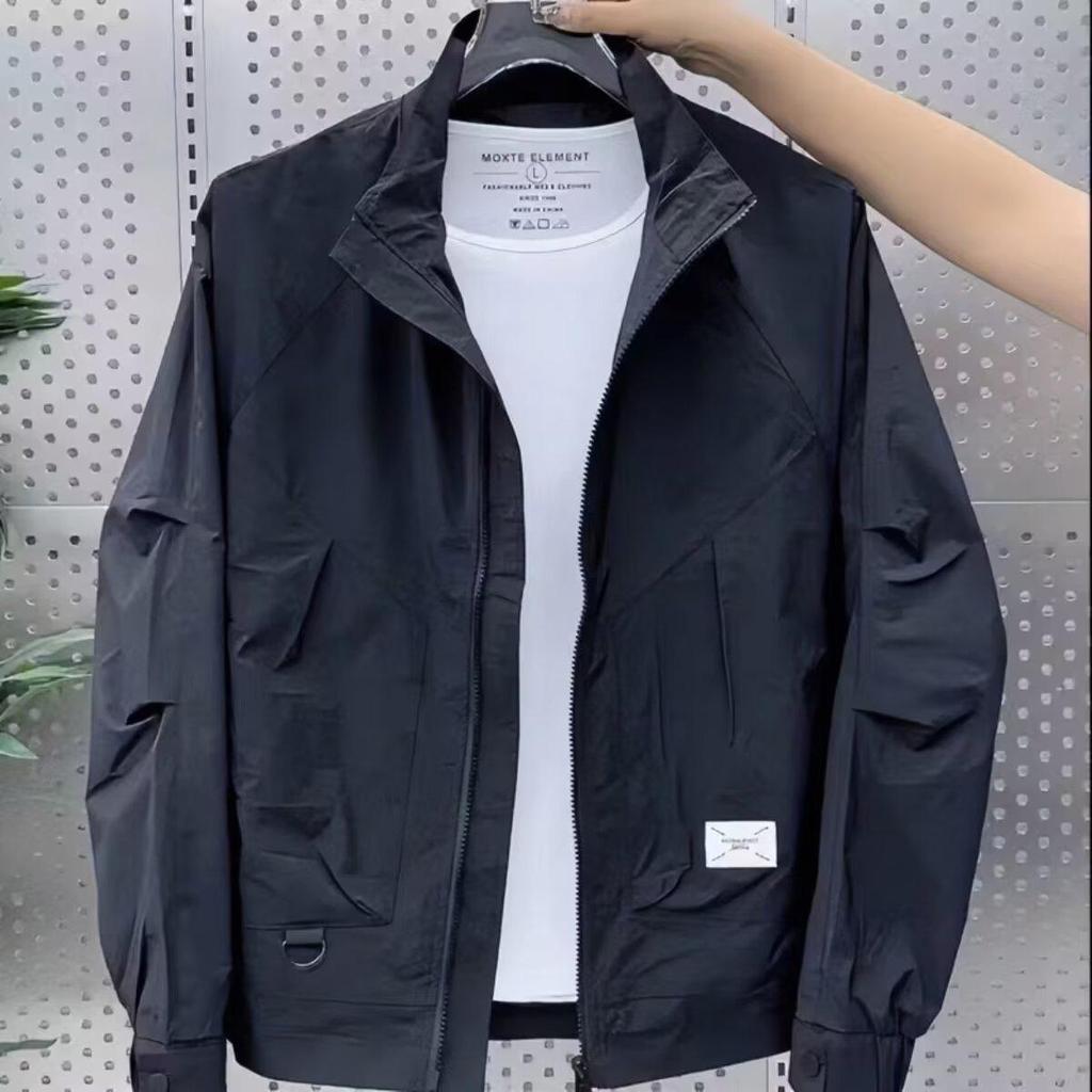 Mu Xi Summer Men's Trendy Solid Color Stand Collar Jacket - Handsome Casual Outerwear